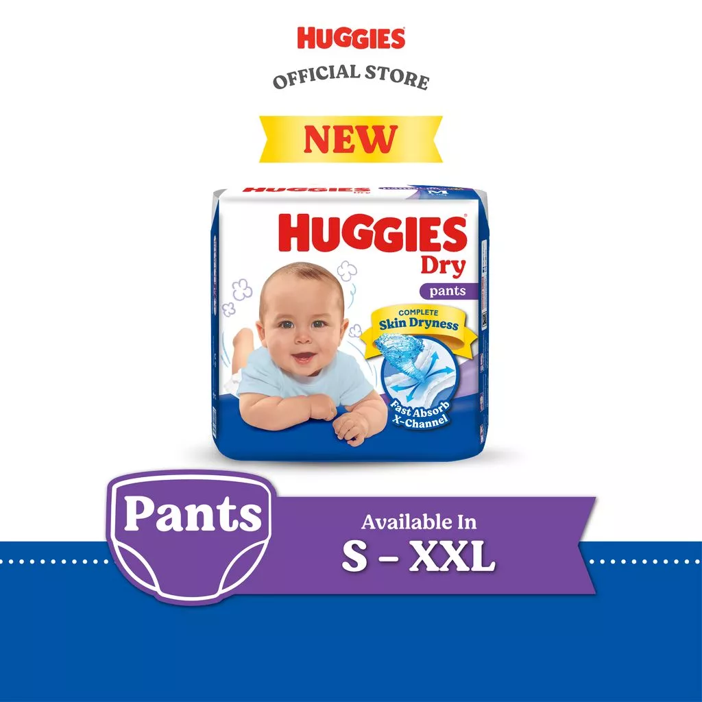 Huggies Dry Pants Diapers S70/M58/L48/XL40/XXL34 - 1 Pack