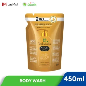 Shokubutsu Mochi Hada Face & Body Shower Oil - Nourising & Softening Refill Pack 450ml