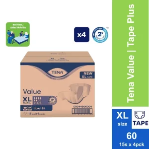 TENA Value Box Adult Diaper M15/L15/XL15 (4 Packs)