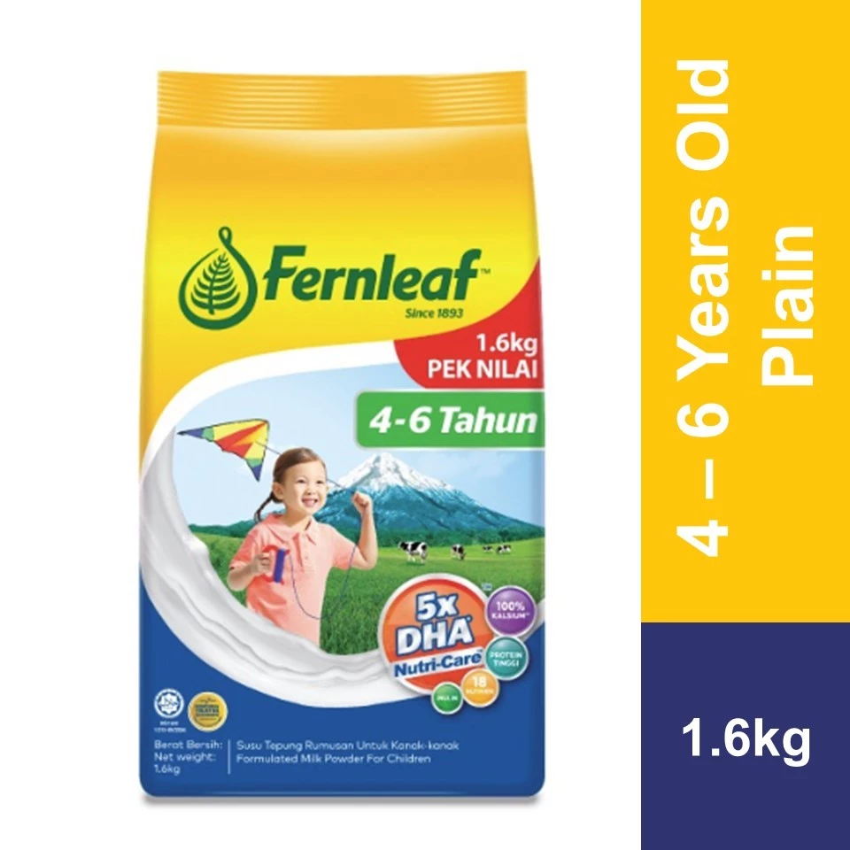 Fernleaf Milk Powder for Children 4 - 6 years (Plain) (1.6kg) Value Pack