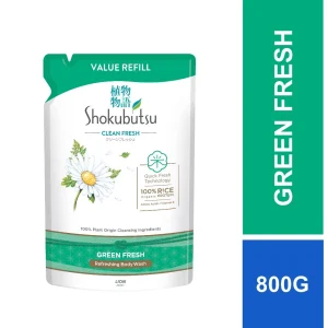 Shokubutsu Clean Fresh Shower Foam Green Fresh Refill Pack 800ml