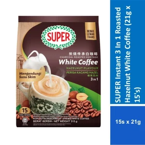 SUPER Instant 3 In 1 Roasted Hazelnut White Coffee (33g x 15's)